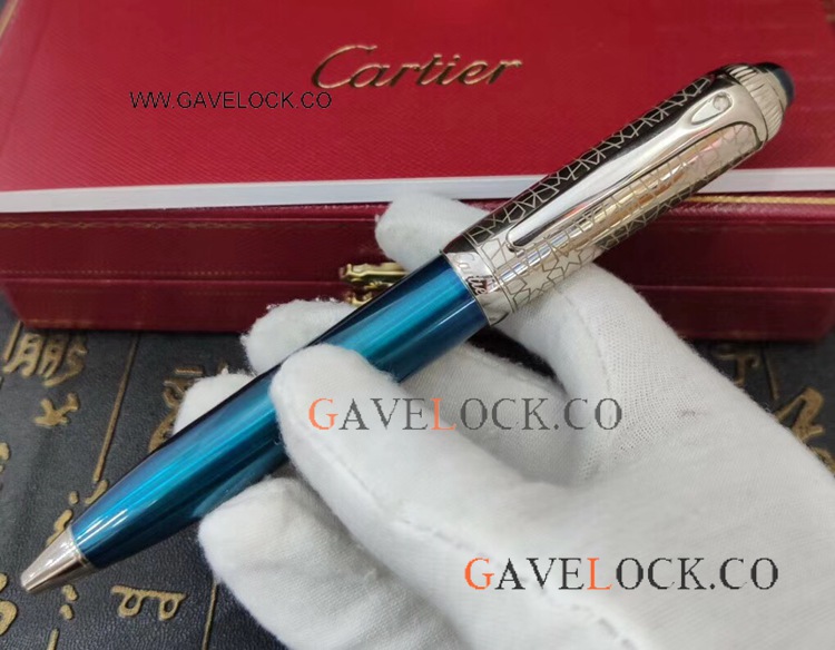 Cartier Roadster Blue Silver Ballpoint Pen